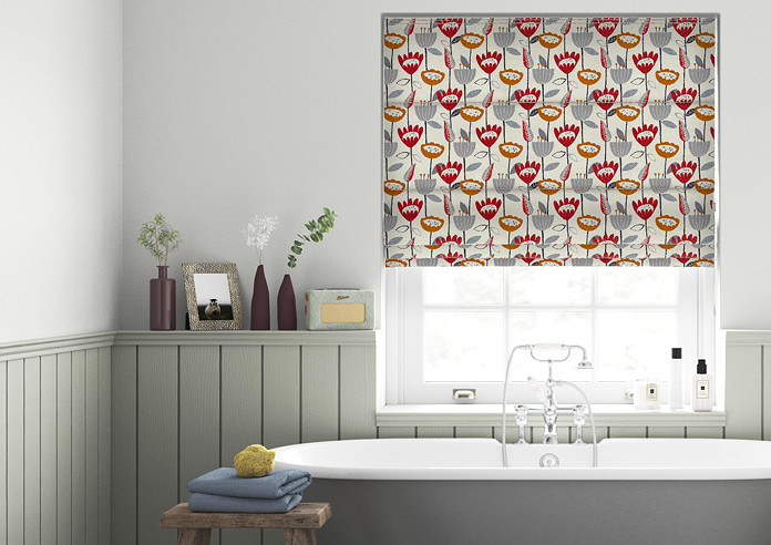 Flower Power, Scarlet - Roman Blind - Image 3